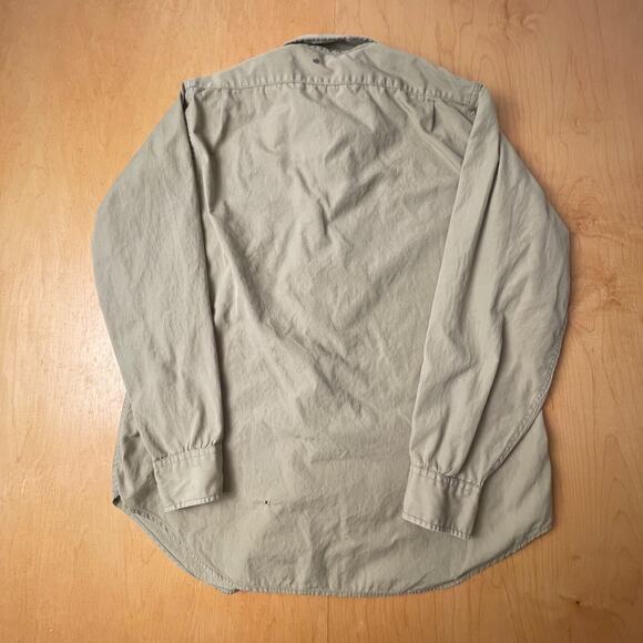 Vintage Post WWII USN Medium Solid Beige Long Sleeve Full Button Collared Shirt - Picture 9 of 11